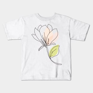magnolia line art, magnolia illustration Kids T-Shirt